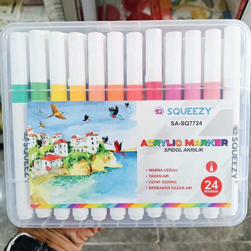 

RB 1 Set 24 Pcs Spidol Kuas Akrilix Acrylix Brush Pen Maker 24 Warna Permanen