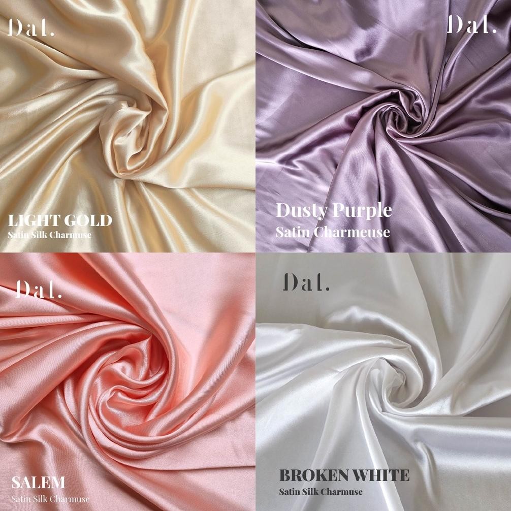 SY 1m kain bahan satin silk charmuse furing sateen charmeuse hijau botol merah marun navi ungu krem 
