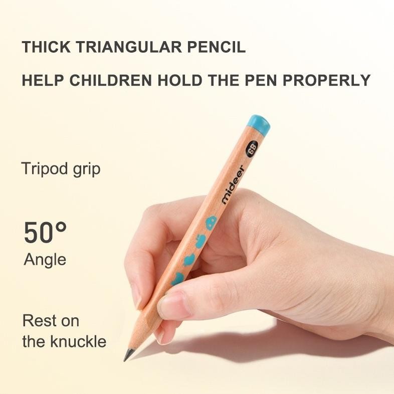 

RB Mideer Pensil Anak Kayu Wooden Thick Triangular Pencils 2B 4B 6B Belajar Menulis Edukasi Anak
