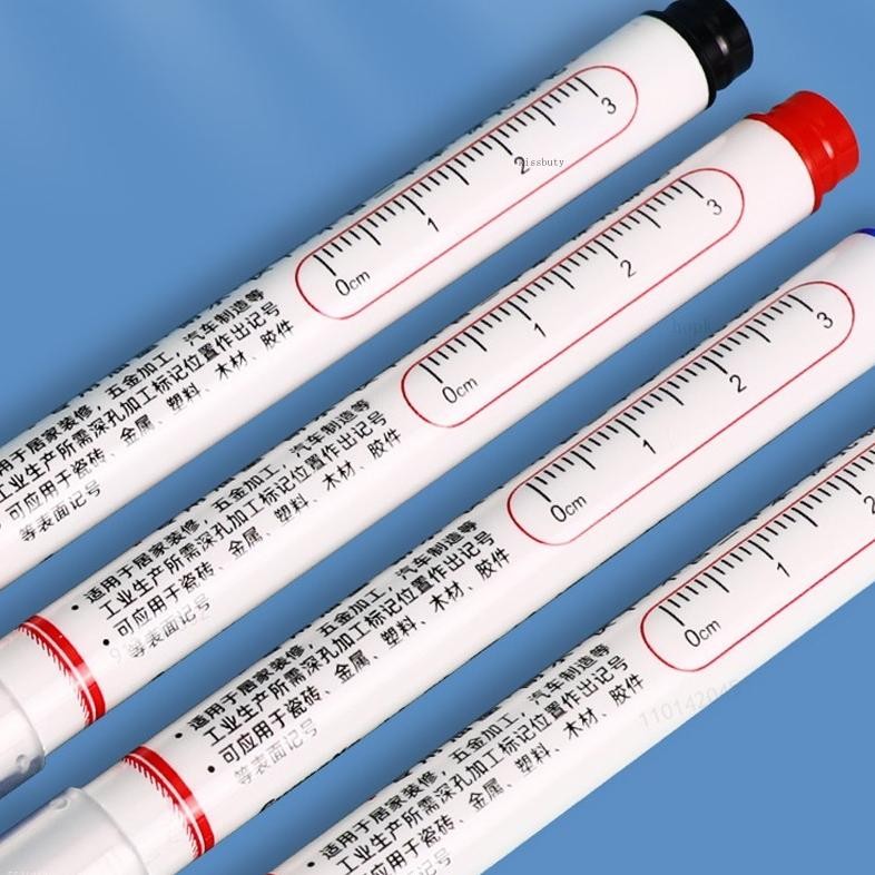 

RB 5pcs Long Head Marker Tulisan Serbaguna Tukang Bangunan Lubang Dalam Spidol Berminyak Tahan Air Cepat 20mm