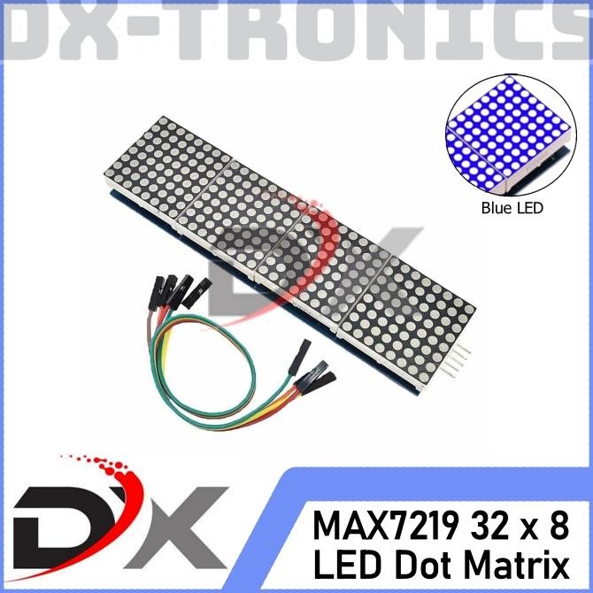 HJK MAX7219 LED Dot Matrix Module MAX 7219 4-IN-1 32X8 Running Text Biru Blue Color