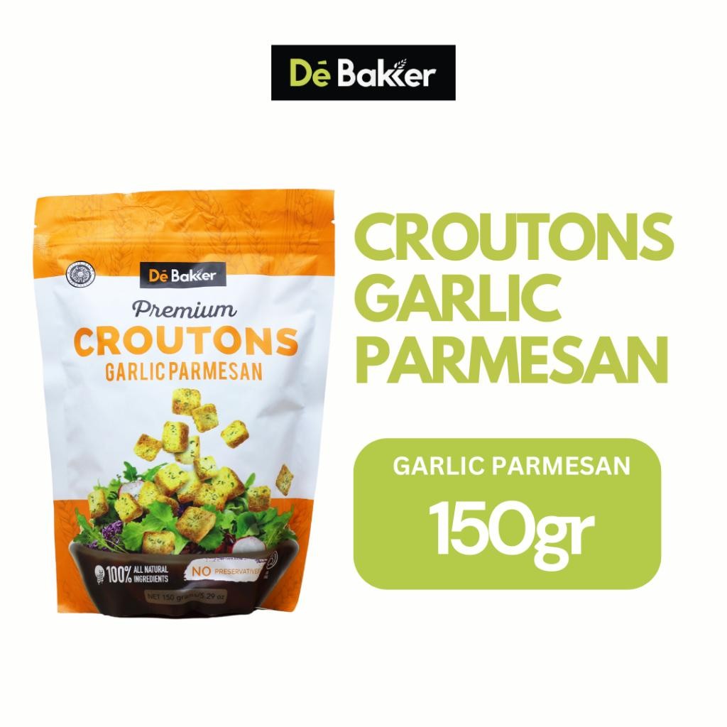 

NEW PRODUCT DE BAKKER CROUTONS GARLIC PARMESAN SNACK DIET NATURES TOUCH.