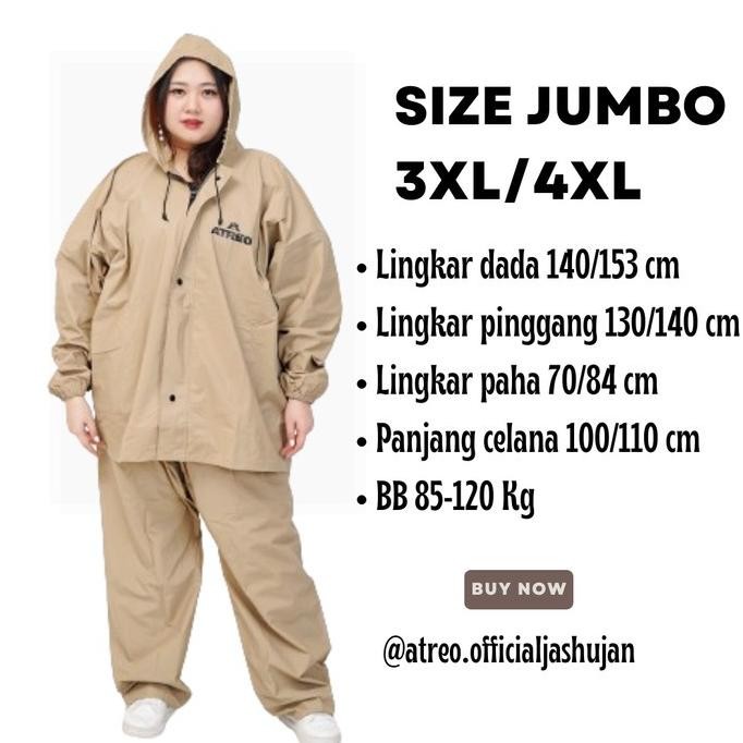 Jas Hujan Mantol Rain Coat Jumbo Atreo Unisex Pria Wanita Xxxl Xxxxl