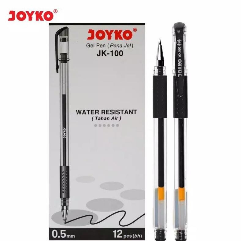 

''Terlaris" (12Pc) Gel Pen Pulpen Pena Joyko Jk-100 Black 0. Mm/Pen Joyko Murah