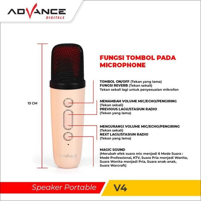 CodN E W  Advance V4 Portable Speaker Bluetooth Plus Mic Wireless Karaoke Tahun New Stok