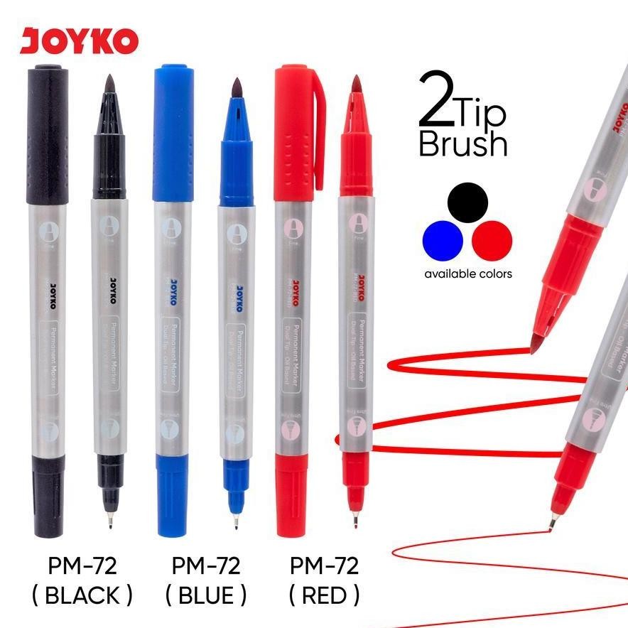 

''Terlaris" (1Pc) Permanent Marker Spidol Permanen Dual Tip Joyko Pm-72 Murah