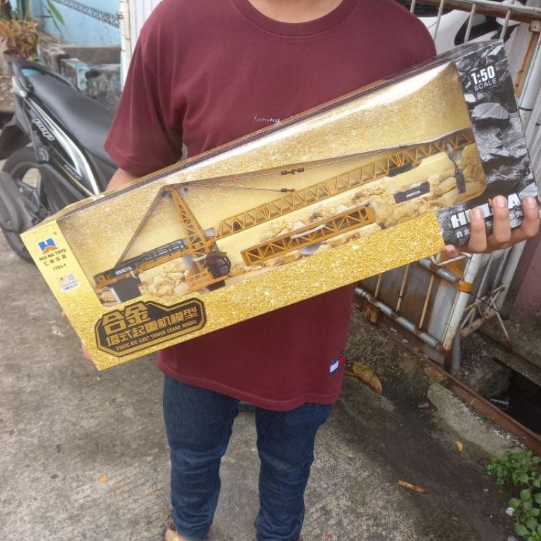 Diecast Miniatur Alat berat tower crane 150 kontruksi