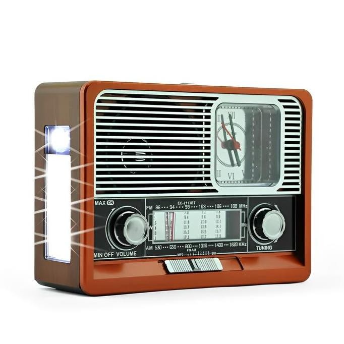 Radio Klasik Fleco F-105 Mini Model Jadul Series Fm/Sw/Am Multifungsi Speaker Portable - Radio Digit