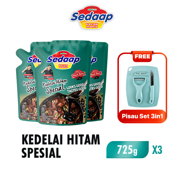 

Sedaap Kecap Manis Kedelai Hitam Spesial Pouch 725 gr x3 Free Pisau Set