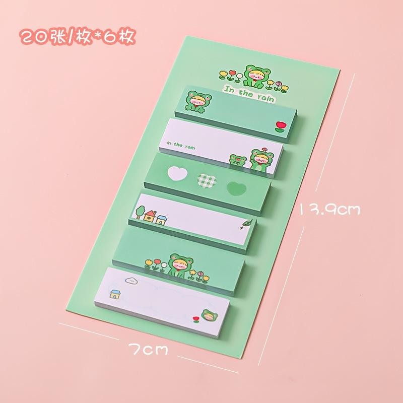 

Zbh Sticky Notes Lucu 6In1 Tempelan Kertas Catatan 120 Lembar Notes Kertas Tempel Karakter Bear Frog Girl Pembatas Buku Cute Imut Penanda Buku Memo Stick Stationery Memo Pad Convenience Cute 6 In 1