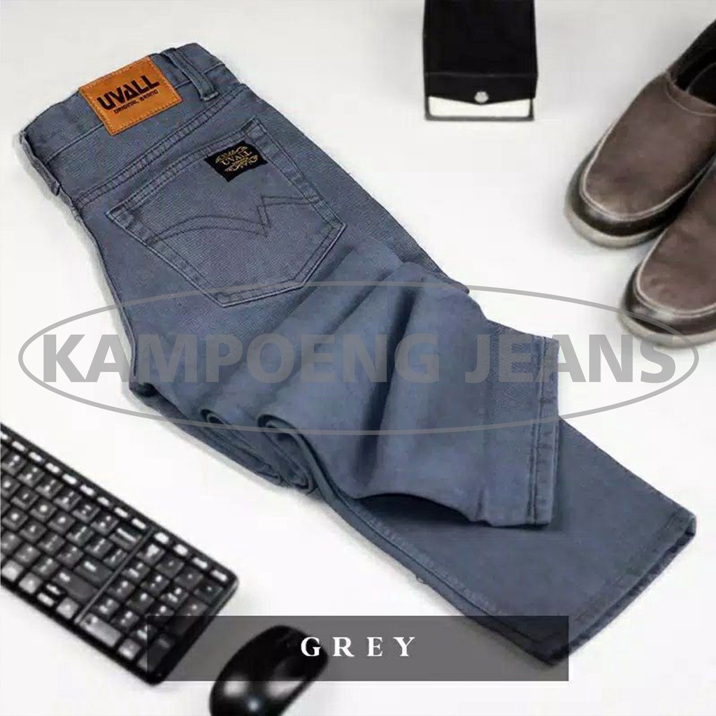 Celana Jeans Panjang Pria Regular Original Uvall Abu-abu-Celana Jeans Panjang Pria Reguler Premium O