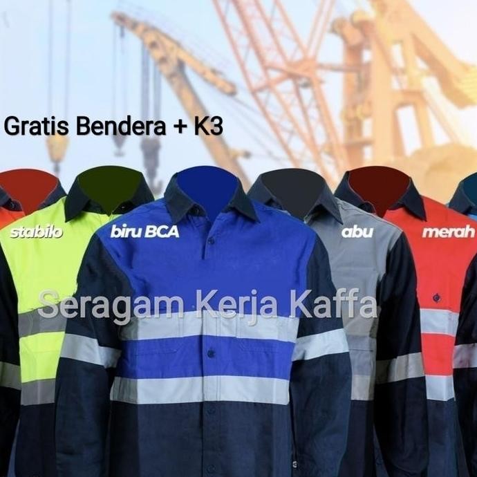 . COD Wearpack Safety Seragam Kerja Baju kombi Lengan Panjang Kuning