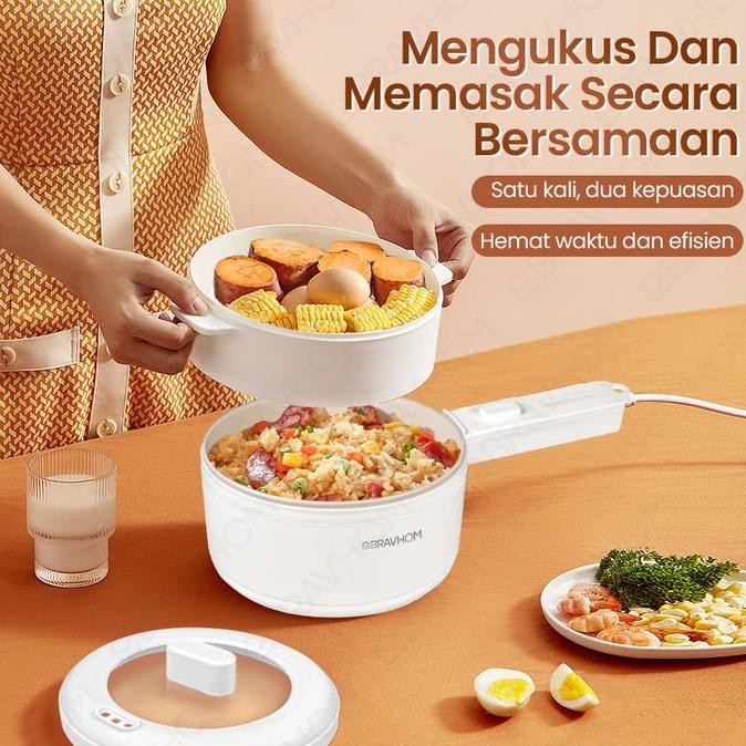 (COD)Bravhom Panci listrik cooking pot multifungsi berdaya dua kecepatan yang dapat disesuaikan deng