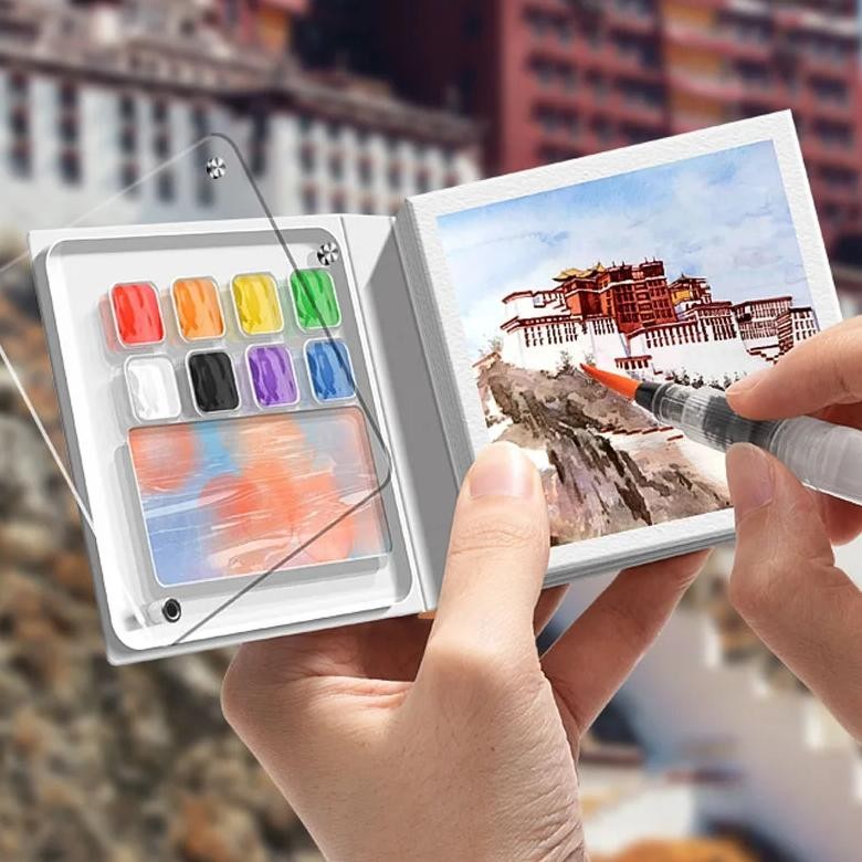 

50 Sheets Mini Painting Notebook For Students Portable Pocket Notebook Sketching Watercolor Palette Set School Stationery Supply