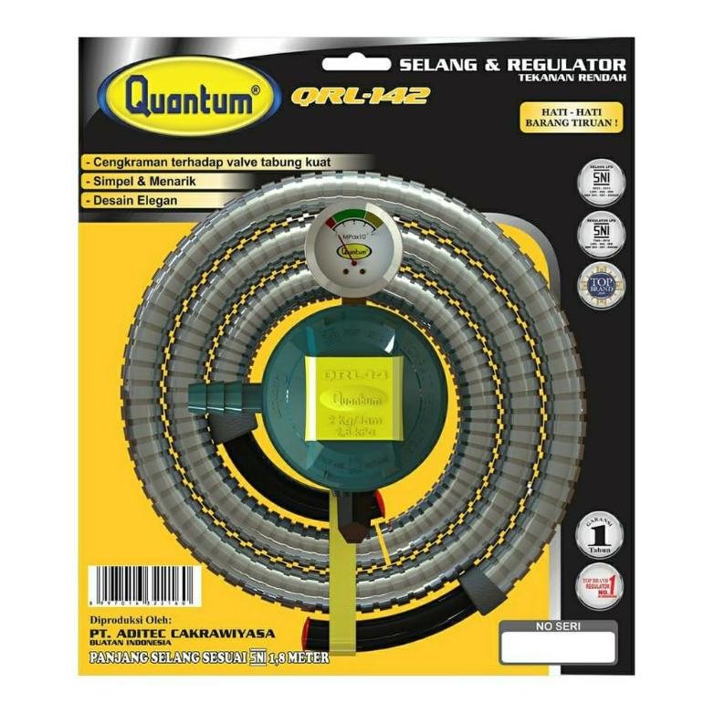 SELANG PAKET REGULATOR 1SET PIPA REGULATOR GAS MERK QUANTUM SNI QRL 142