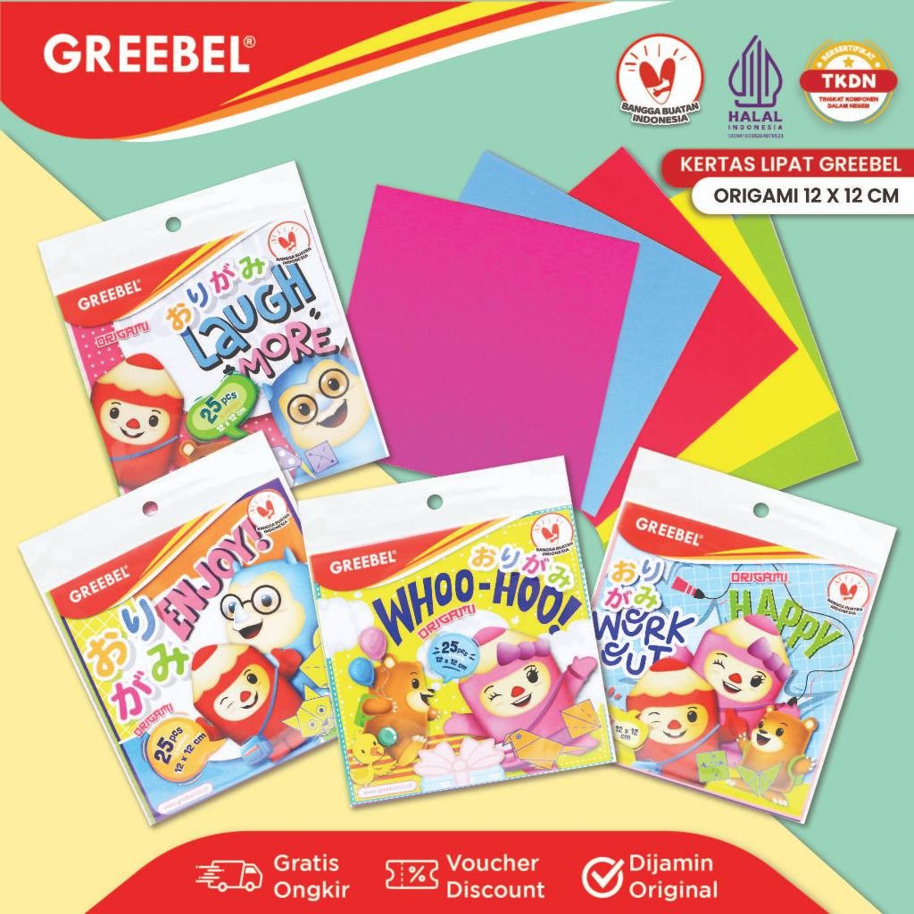 

GREEBEL Origami Kertas Lipat / Paper Craft 5 Warna isi 25 Lembar (12X12CM)