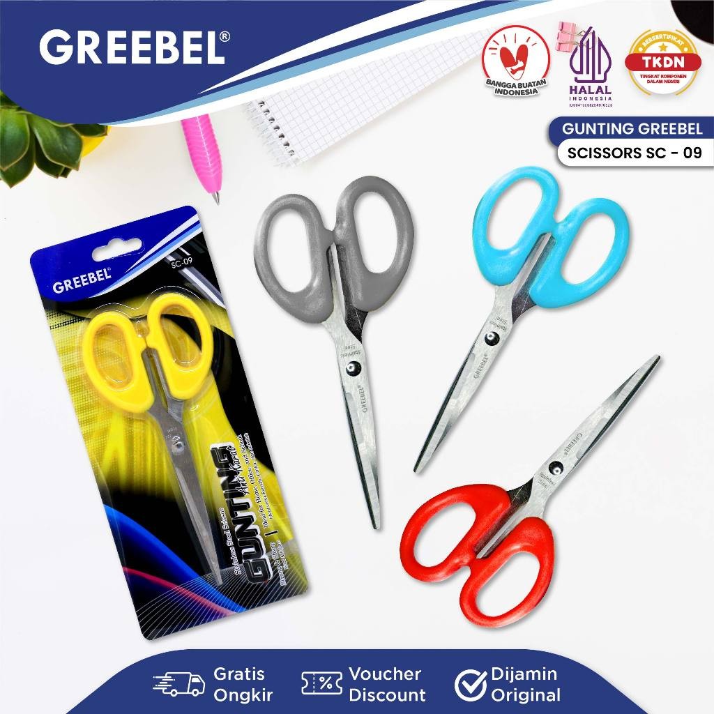 

GREEBEL Gunting Sedang Scissor (SC- 09) / Gunting Dapur Sedang Anti Karat Nyaman Digunakan