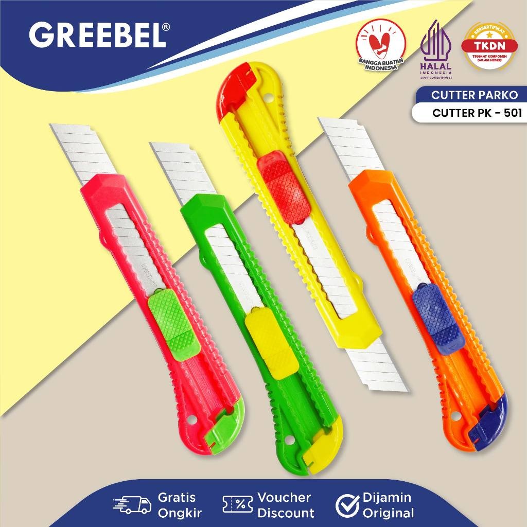 

PARKO Cutter PK-501 ( Isi 12 pcs ) / Kater / Cuter Besar / Anti Karat Cuter Tajam