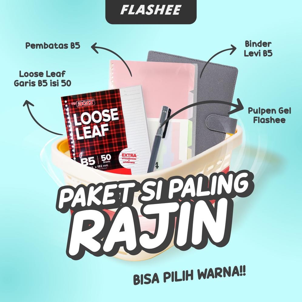 

TERMURAH Flashee Paket Binder B5 Ring 26 Set 4in1 Sudah Termasuk Kertas Untuk Sekolah Dan Kuliah Siap kirim