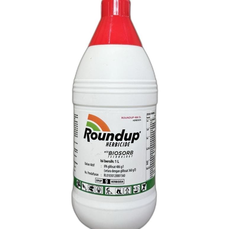 TERMURAH HERBISIDA ROUND UP 486 SL 1 LITER/RACUN SISTEMATIK ROUNDUP 1L GULMA LEBAR, PAKIS, RUMPUTAN 