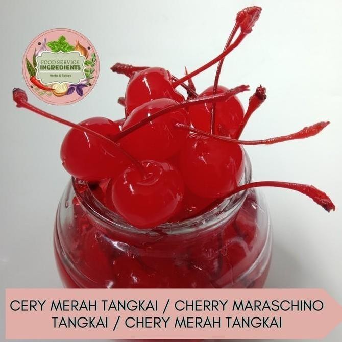 

~~~~~] Cery merah tangkai 25gr / Cherry maraschino tangkai / Chery merah tangkai