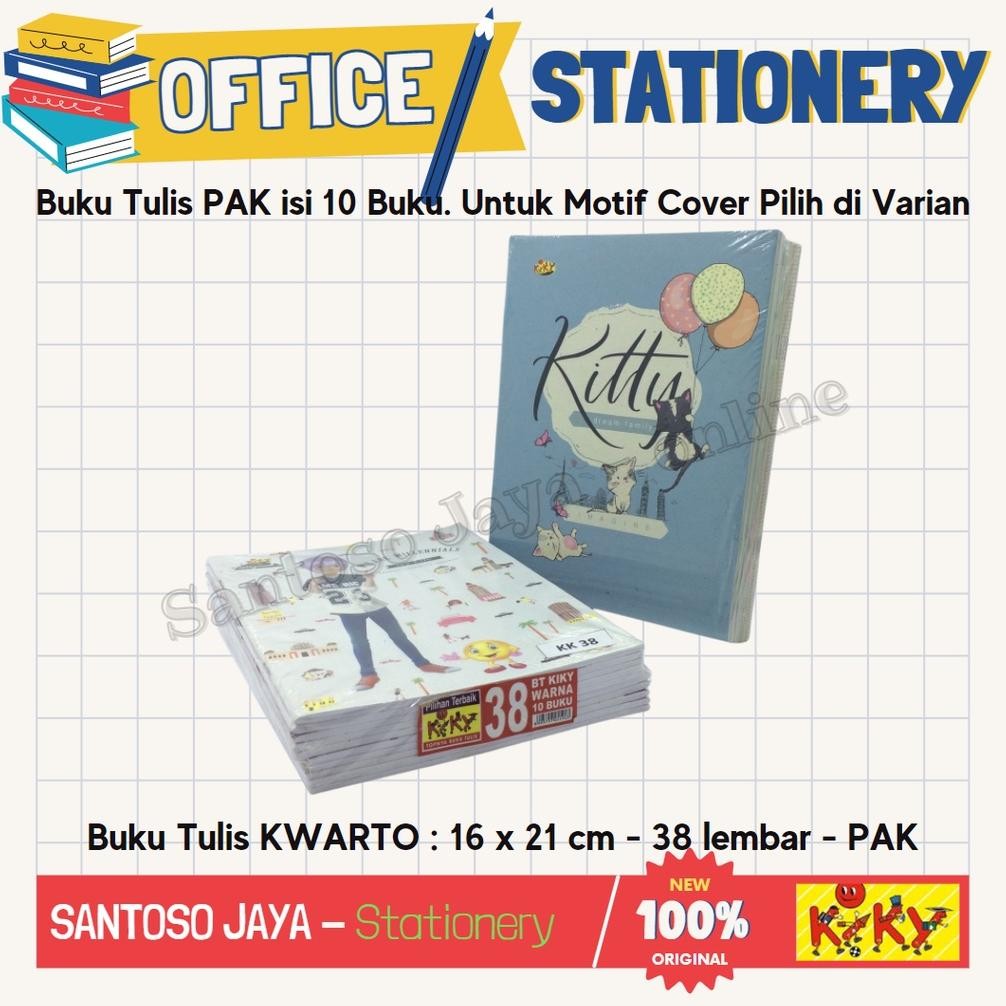 

READY STOCK Buku Tulis Kwarto KIKY 38 Lembar Warna - Polos 16x21 cm PAK - 10 Buku
