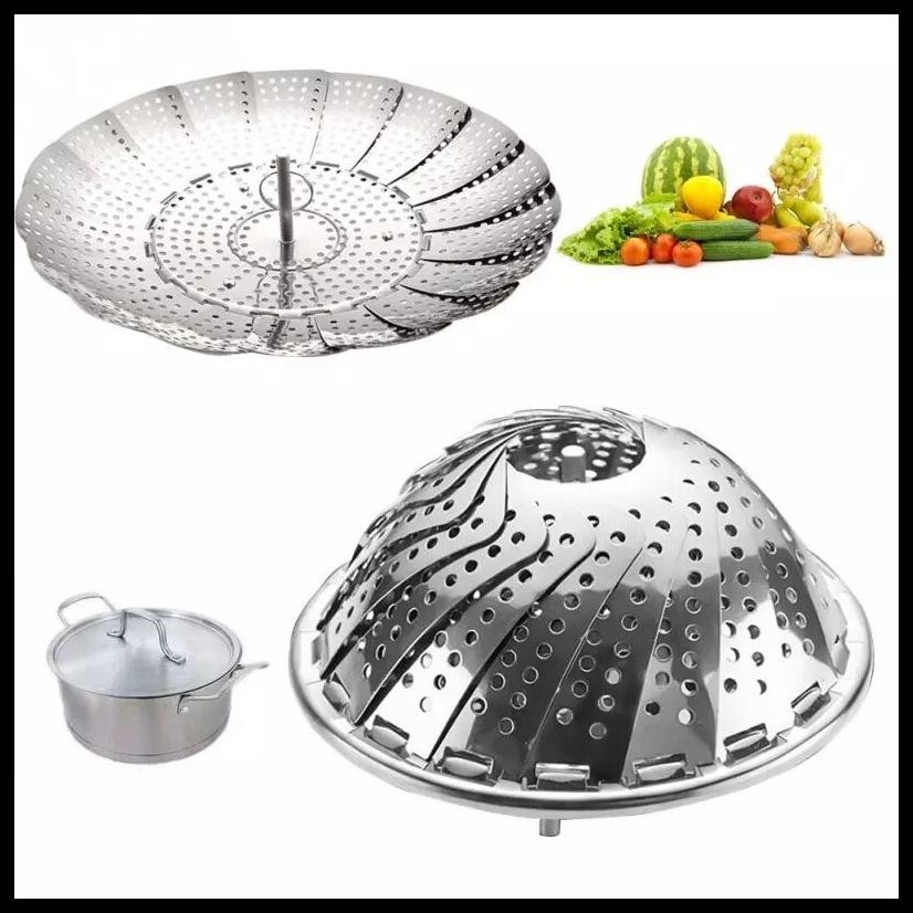 SHENAR, KUKUSAN STAINLESS FLEXIBLE ALAT KUKUS SERBAGUNA STAINLESS STEEL STEAMER LIPAT MULTIFUNGSI