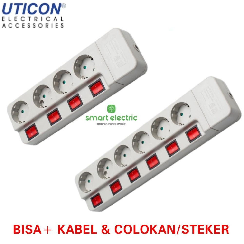 Uticon Stop Kontak Arde + Saklar Terminal Cok Sambung Colokan Kuningan