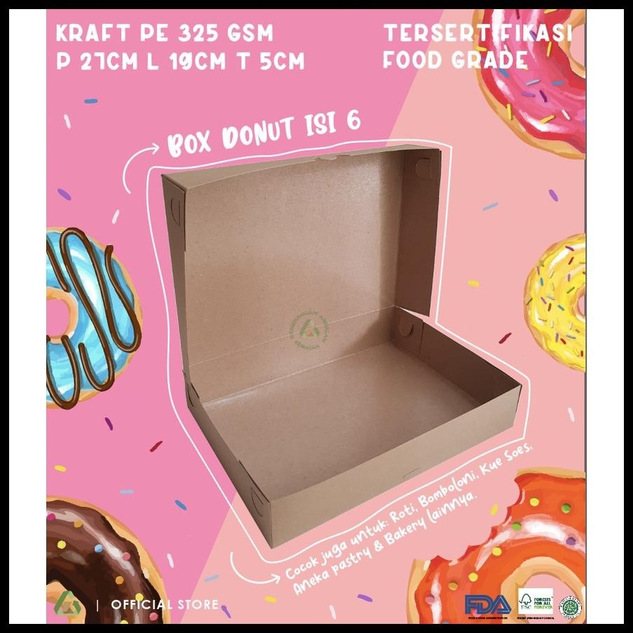 

BOX DONUT KRAFT POLOS KOTAK DONAT ISI 6 DUS ROTI COKLAT KEMASAN KUE (WAJIB MEMBELI EXTRA PACKING)