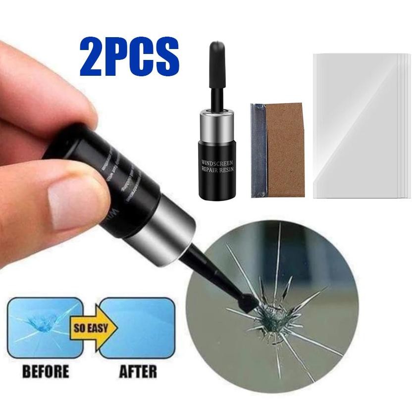 Premium 2Botols Lem Penghilang Retak Kaca Mobil, Layar HP, Kacamata, Jendela Windscreen Repair Resin