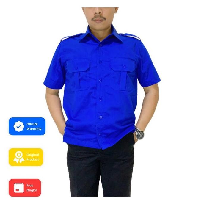Jahitaja.com - Kemeja PDL Lengan Pendek PDH Warna Biru Benhur