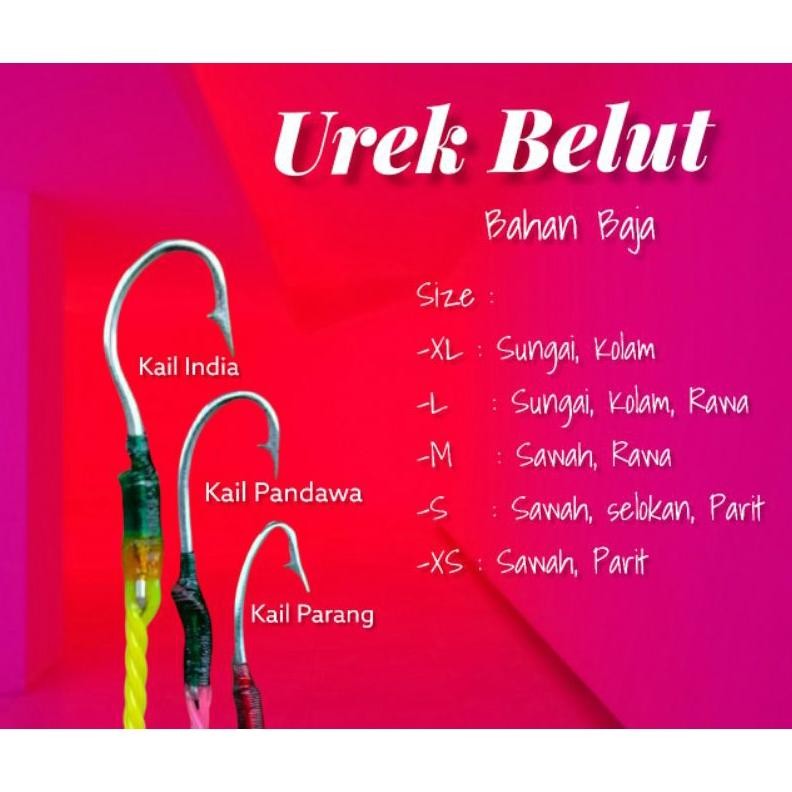 Hemat Pancing Belut Sawah Urek Baja India Murah Kail Sidat Tali Kuat Siap Pakai Kailp00009