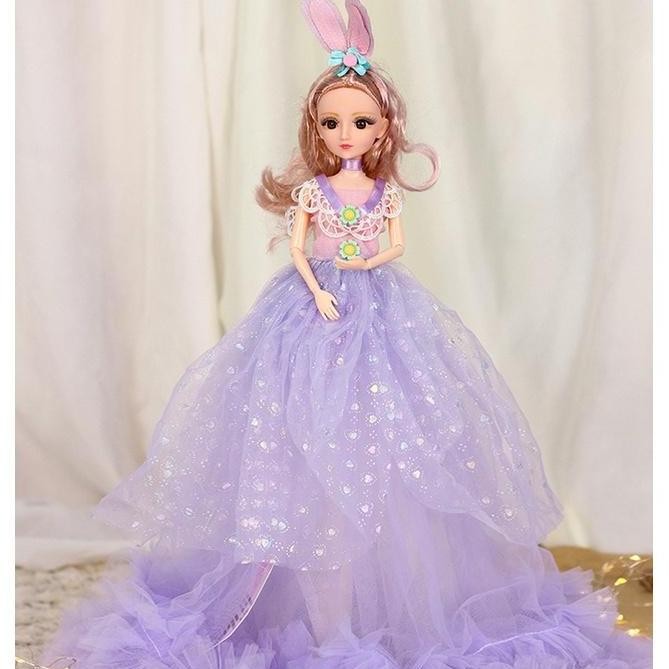 Mainan Boneka Barbie Besar Set 50cm Original Barbie Doll 3D Princess Mainan Anak Perempuan Dolls