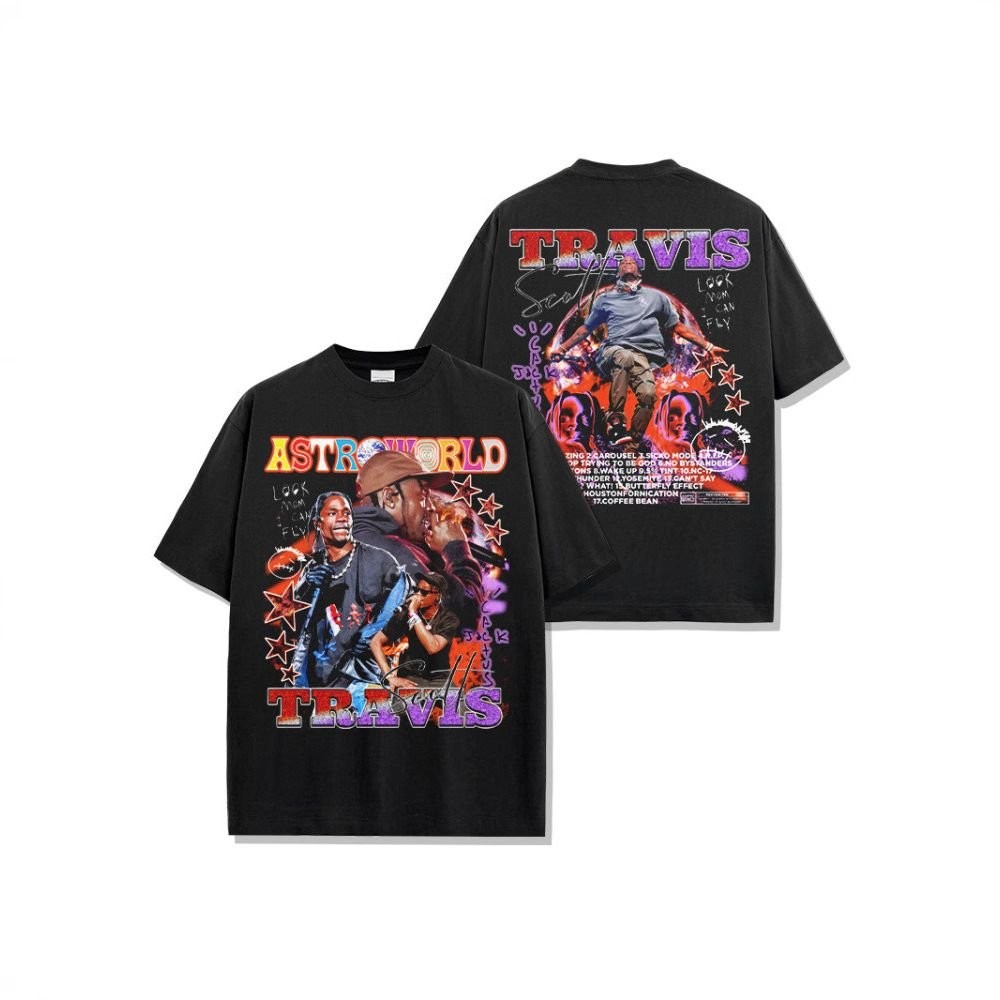 Travis Scott Scott Y2K Hip Hop Rap American T T-shirt Retro Washed Printed Loose Short Sleeve Men TC