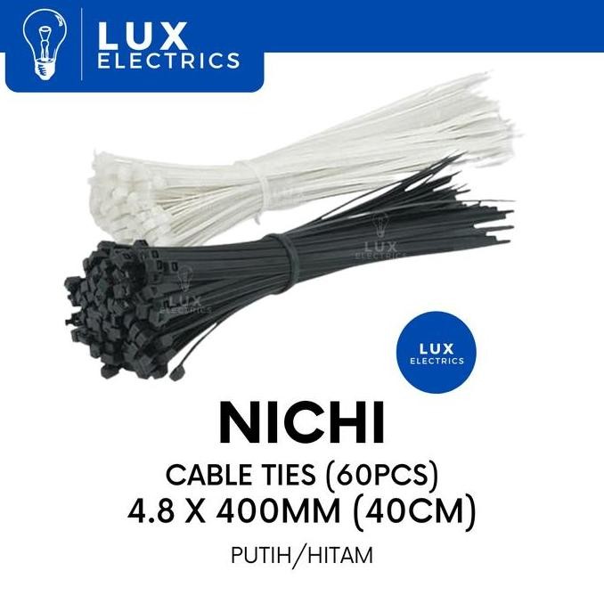 

TERMURAH Cable Ties/Kabel Tis/Tali Ripet 4,8 x 400mm/40cm NICHI Putih/Hitam
