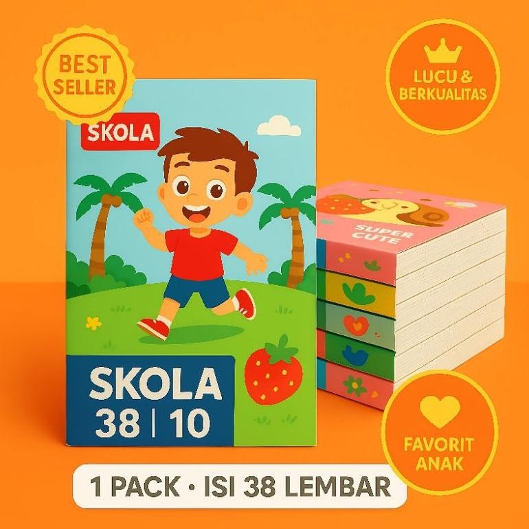 

Buku Tulis Skola SIDU 38 Lembar - 1 Pack Isi 10 Buku Motif Garis (Original)