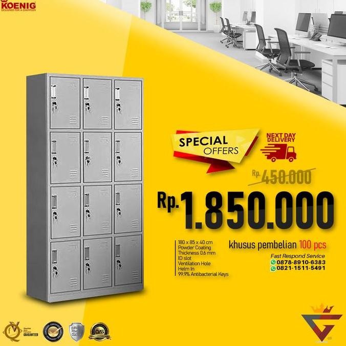 

HOT SALE Locker Besi 12 Pintu Loker Lemari Sekolah Kantor Olahraga Rumah Sakit