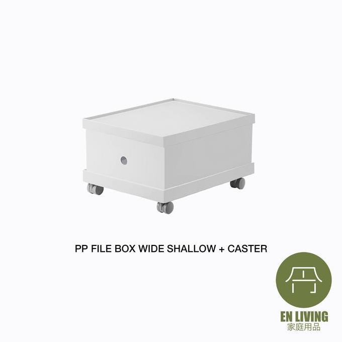 

SALE EN LIVING PP File Box WIDE SHALLOW + Lid + Caster / Box File / Kotak