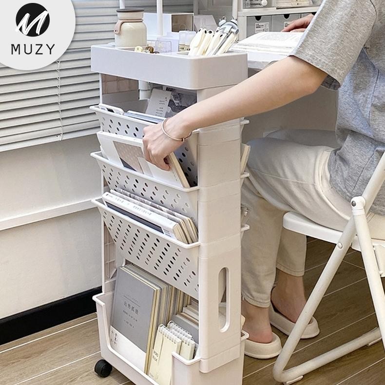 

TERLARIS Muzy Rak Penyimpanan Buku/ Koran / Majalah Rak Buku Roda Rak Dapur Serbaguna Rak Susun Roda HSB634 Siap kirim