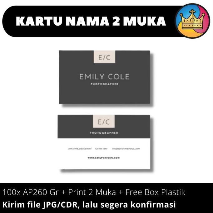 

BRG BARU CETAK Kartu Nama Name Card 2 Muka Art Paper AP 260 Gram Murah Plus Box