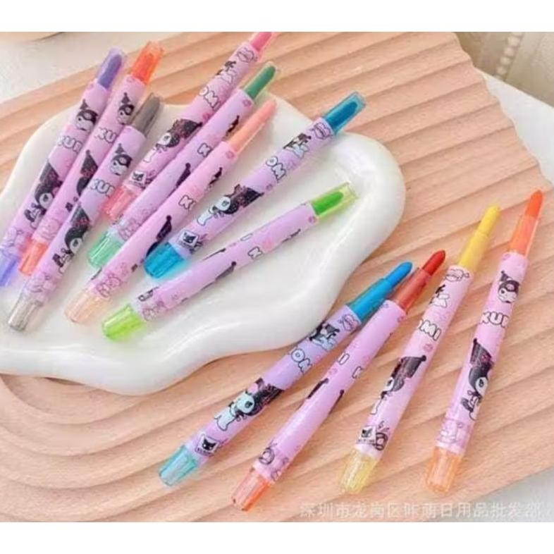 

Sempurna [Zen] Pensil Warna/Stik Crayon Putar 12Warna Motif Karakter Sanrio Labubu Mix Murah