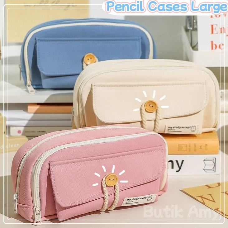 

NEW!!! [COD] Pencil Cases Large Kawaii Pencil Cases flip Pencil Bag Pouch Office Student Stationery Organizer School Supplies