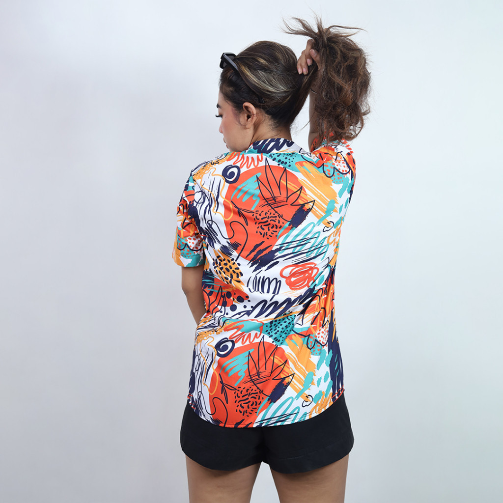 Dowear Baju Kemeja Motif Cowo Motif Full Printing Oversize Pria Wanita Outdoor Abstrak Coret 101