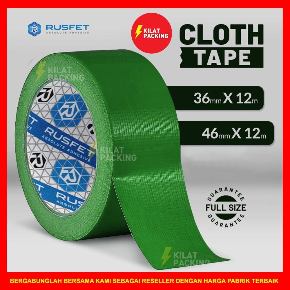 Lakban Kain Premium / Cloth Tape Rusfet Warna Hijau / Lakban Tebal Termurah Satuan