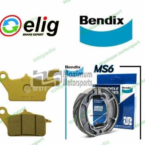 Paket Elig Bendix Kampas Rem Depan Belakang Em354Ms6 Vario/Beat/Scoopy - Asli