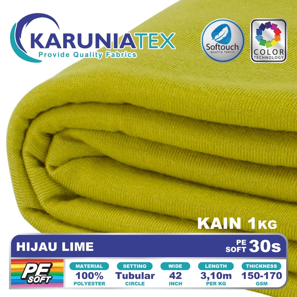 Kain Kaos PE Soft 30s Kiloan | Hijau Lime | Karunia Textile