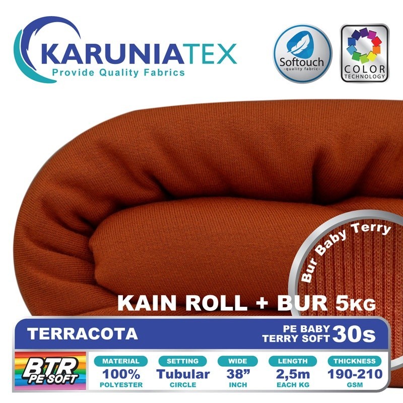 Kain Baby Terry PE Soft 30s Roll + Bur 5KG | Terracota | Karunia Textile