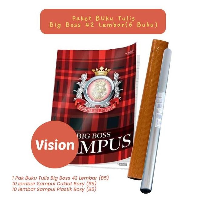 

Spot Barang !!! Paket 6 Buku Tulis Big Boss 42 Lembar Sampul Plastik Coklat Back To School