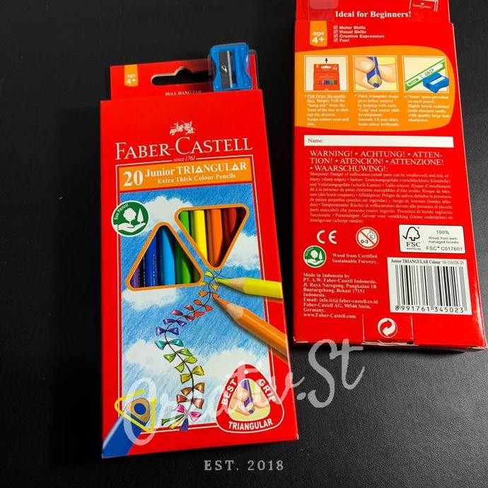 

Spot Barang !!! Faber Castell Faber-Castell Pensil Warna Anak 20 Warna Junior Triangular Pencil 20W