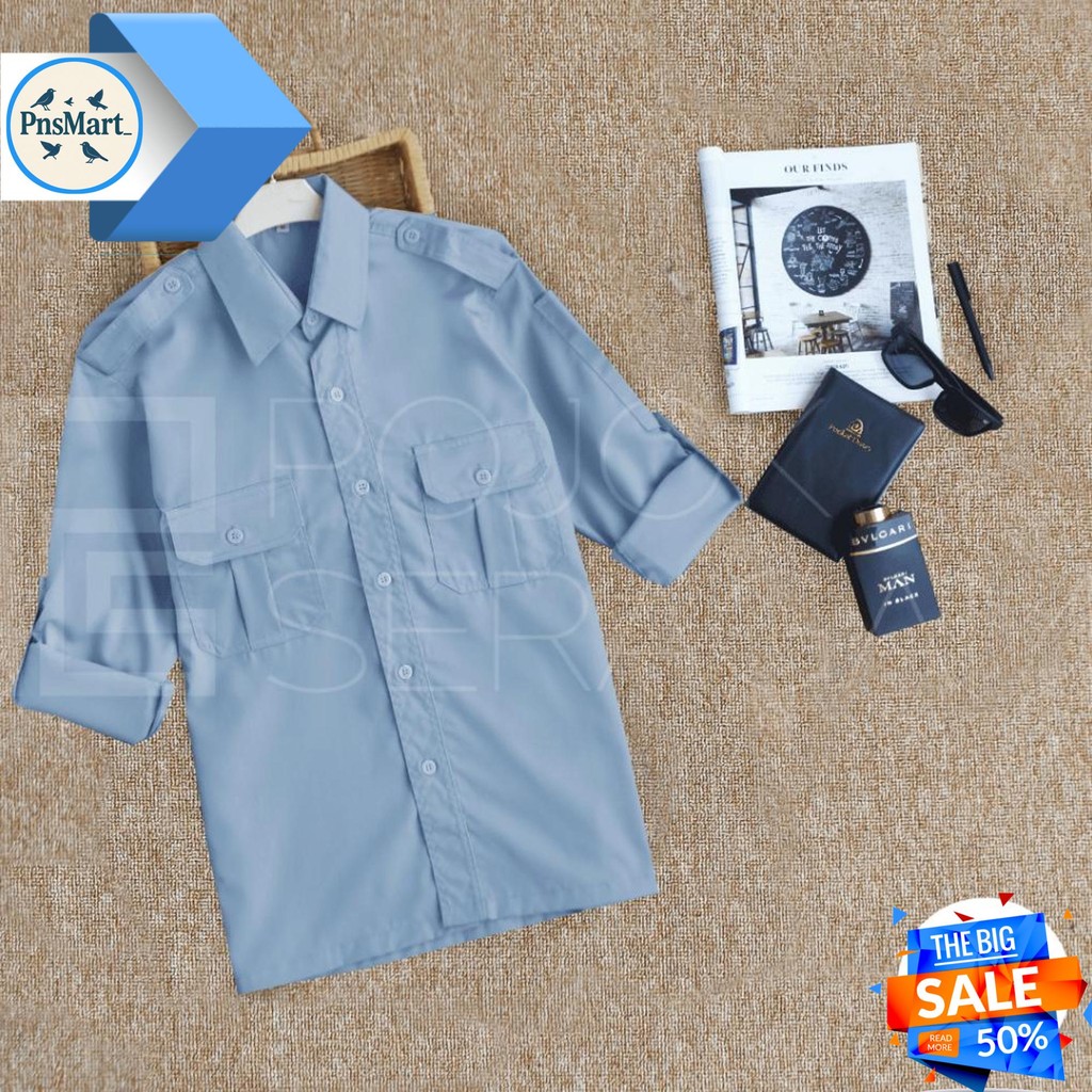 BAJU KEMEJA PDH | BAJU SERAGAM PDH | BAJU ASN | SERAGAM PEMDA | PDH BIRU MUDA LENGAN PANJANG